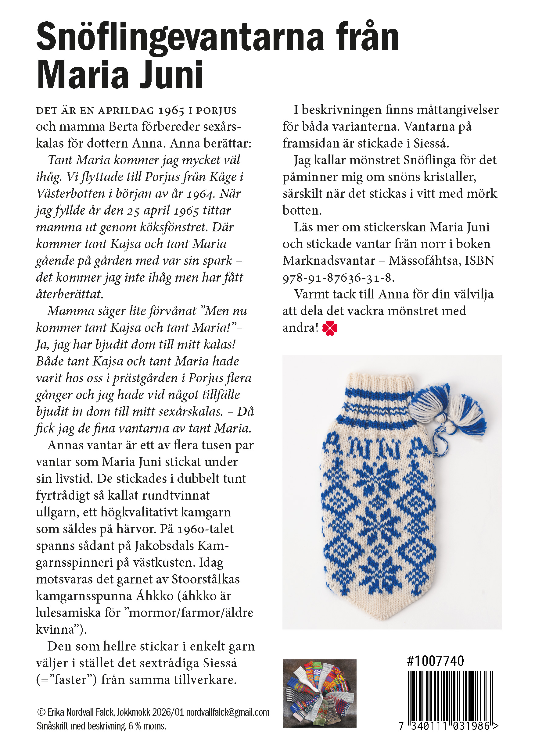 Strickanleitung Fausthandschuh Schneeflocke - 2