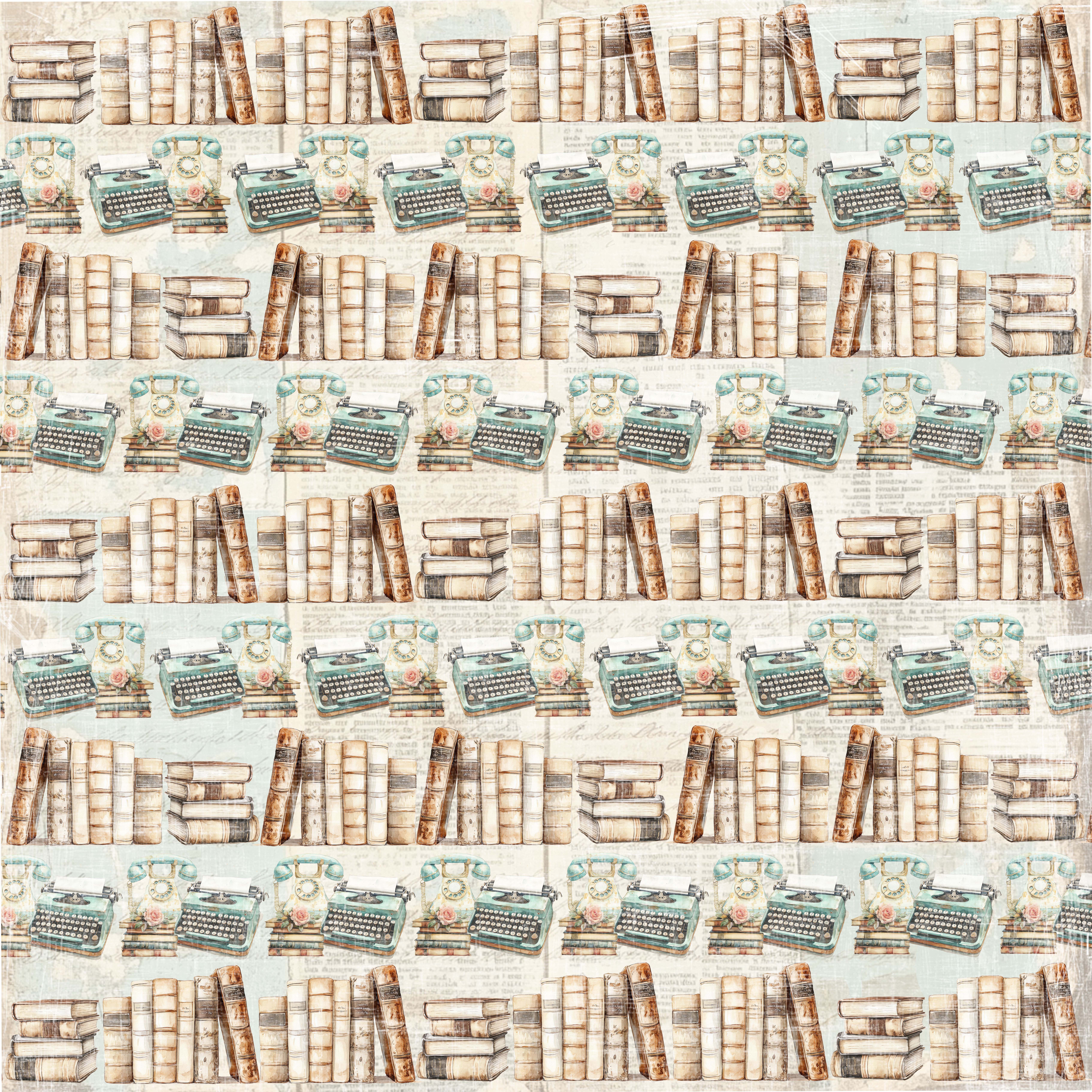 Reprint - Printed  papper 12x12 - The Bookshop - The Library - 2