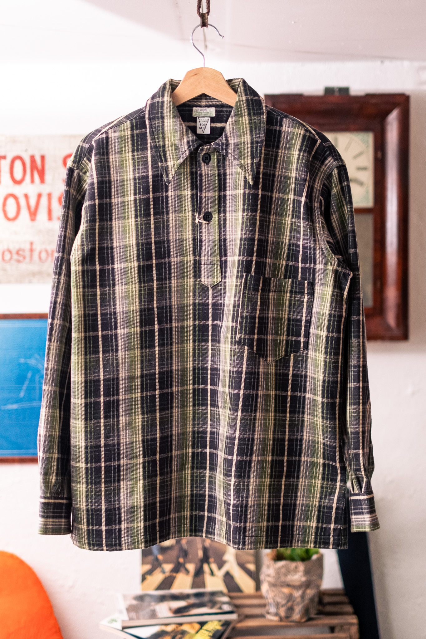 Warehouse & Co - 1930s WPA One Pocket Pullover Shirt Green
