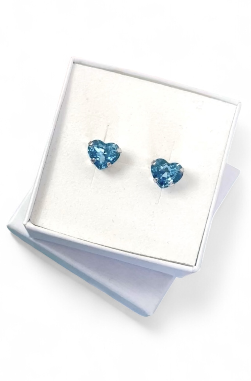 Earring Petite Forever Heart Aquamarine Silver