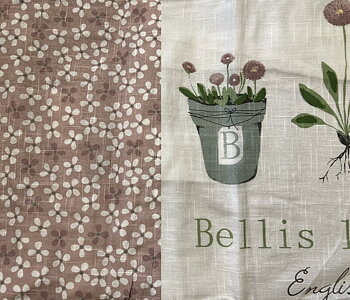 Hissgardin Bellis Flora rosa lantlig stil