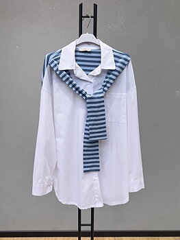 Shirt white/jeans blue