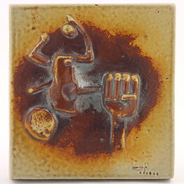 Claes Thell (1977) Limited Wall Plaque with Abstract People Motif 15 cm