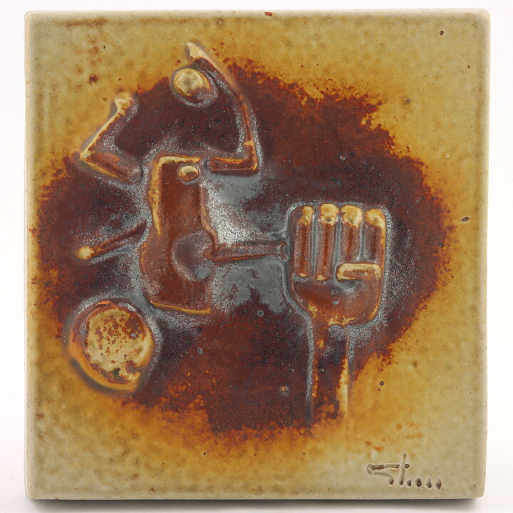 クレス・テル  限定　抽象画の陶板 Wall Plaque  15cm  1977年