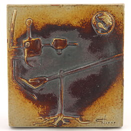 Claes Thell (1977) Limited Wall Plaque with Abstract People Motif 15 cm