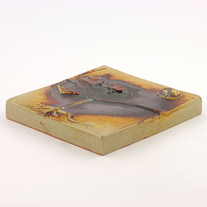 クレス・テル  限定　抽象画の陶板 Wall Plaque  15cm  1977年