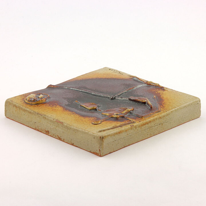 クレス・テル  限定　抽象画の陶板 Wall Plaque  15cm  1977年