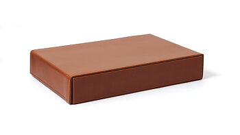 Hard case for 4 frames - magnetic lid - brown smooth leather imitation