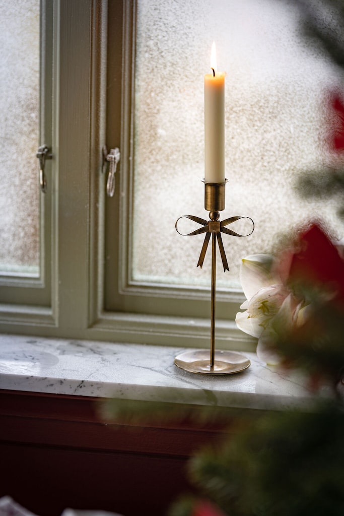 Candlestick - Candle holder - Rosette - Antique Brass 