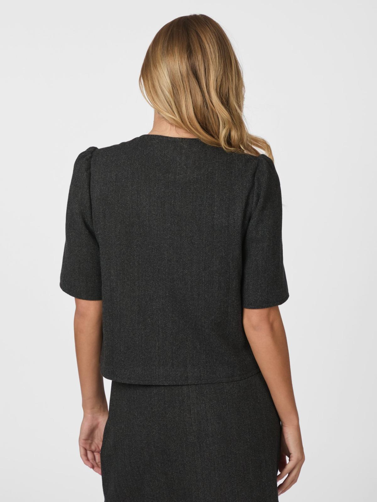 Neo Noir Xanthe Light Herringbone Blazer,  Dark Grey - 4