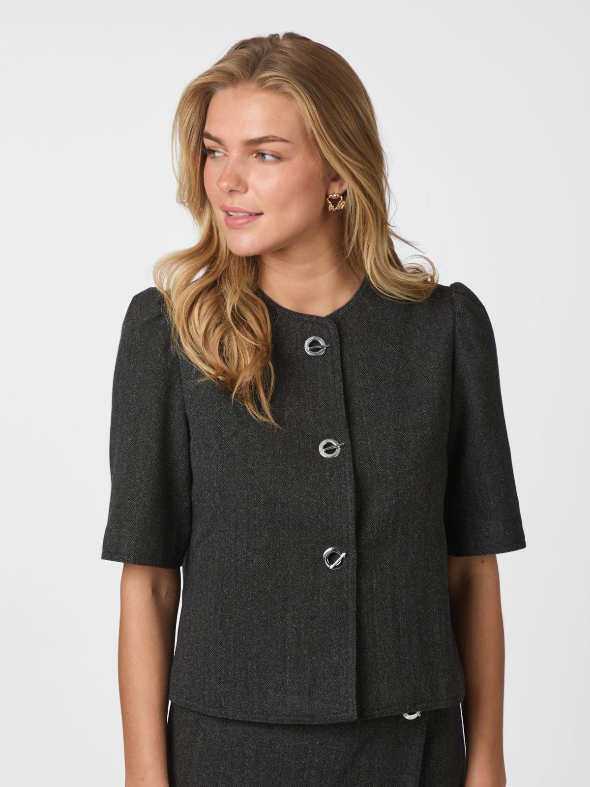 Neo Noir Xanthe Light Herringbone Blazer,  Dark Grey - 3