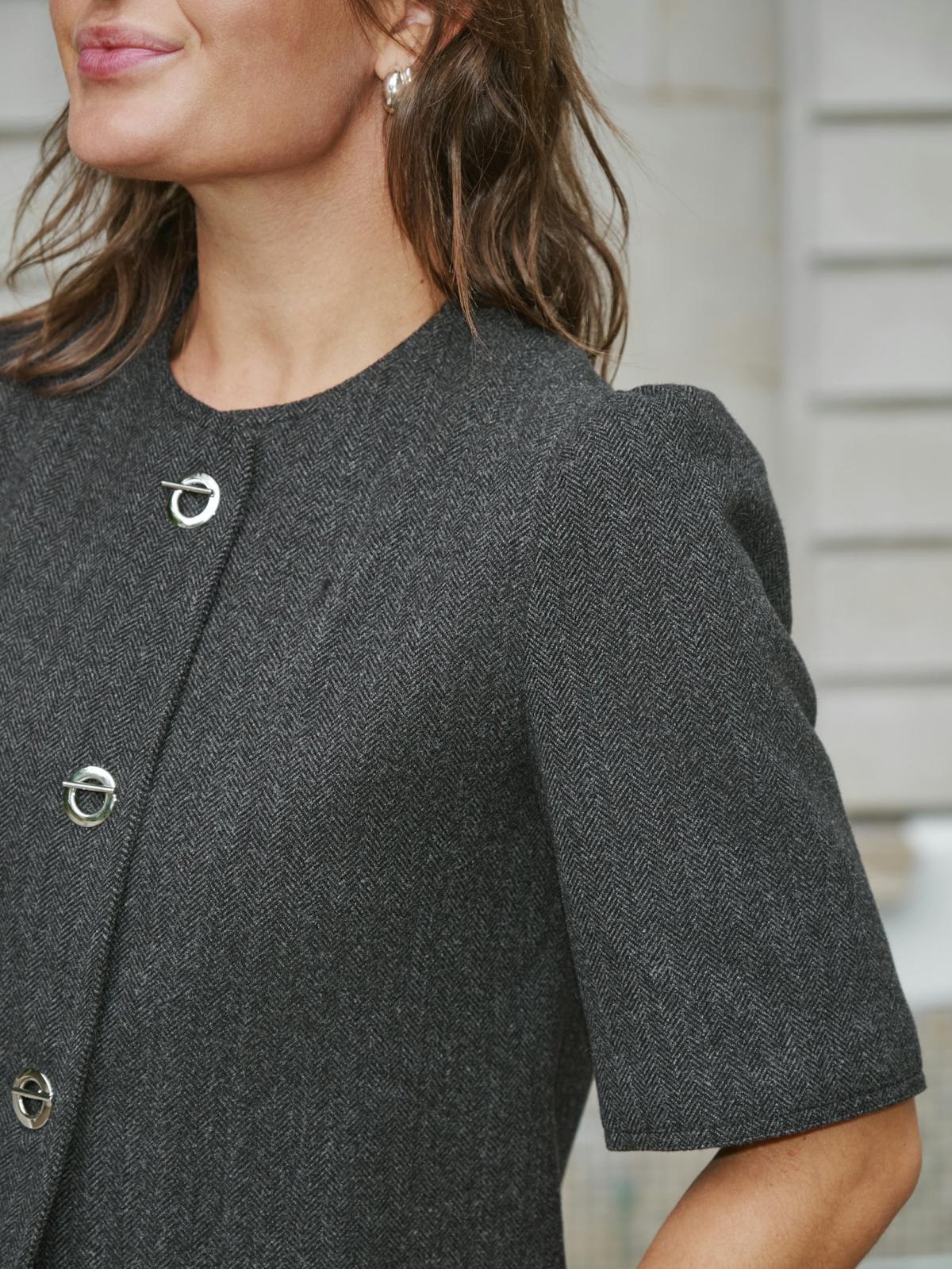 Neo Noir Xanthe Light Herringbone Blazer,  Dark Grey - 8