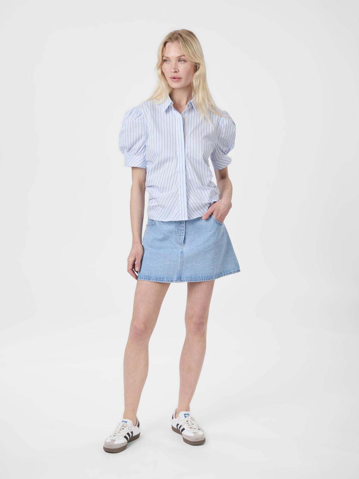 Neo Noir Frannie Stripe Shiet, White/ Light Blue - 5