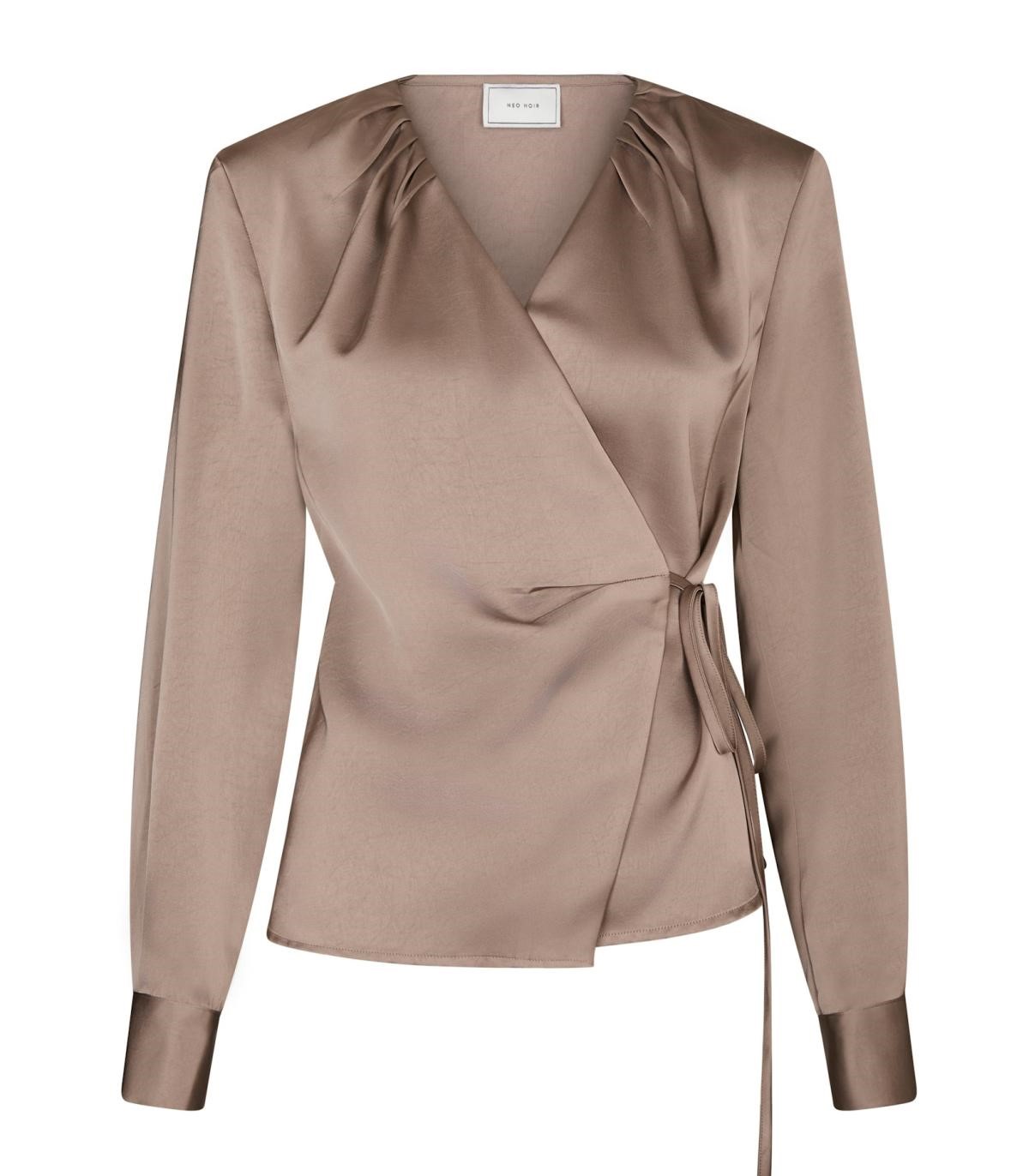 Neo Noir Caprina Heavy Sateen Blouse, Dark Taupe