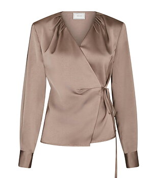 Neo Noir Caprina Heavy Sateen Blouse, Dark Taupe