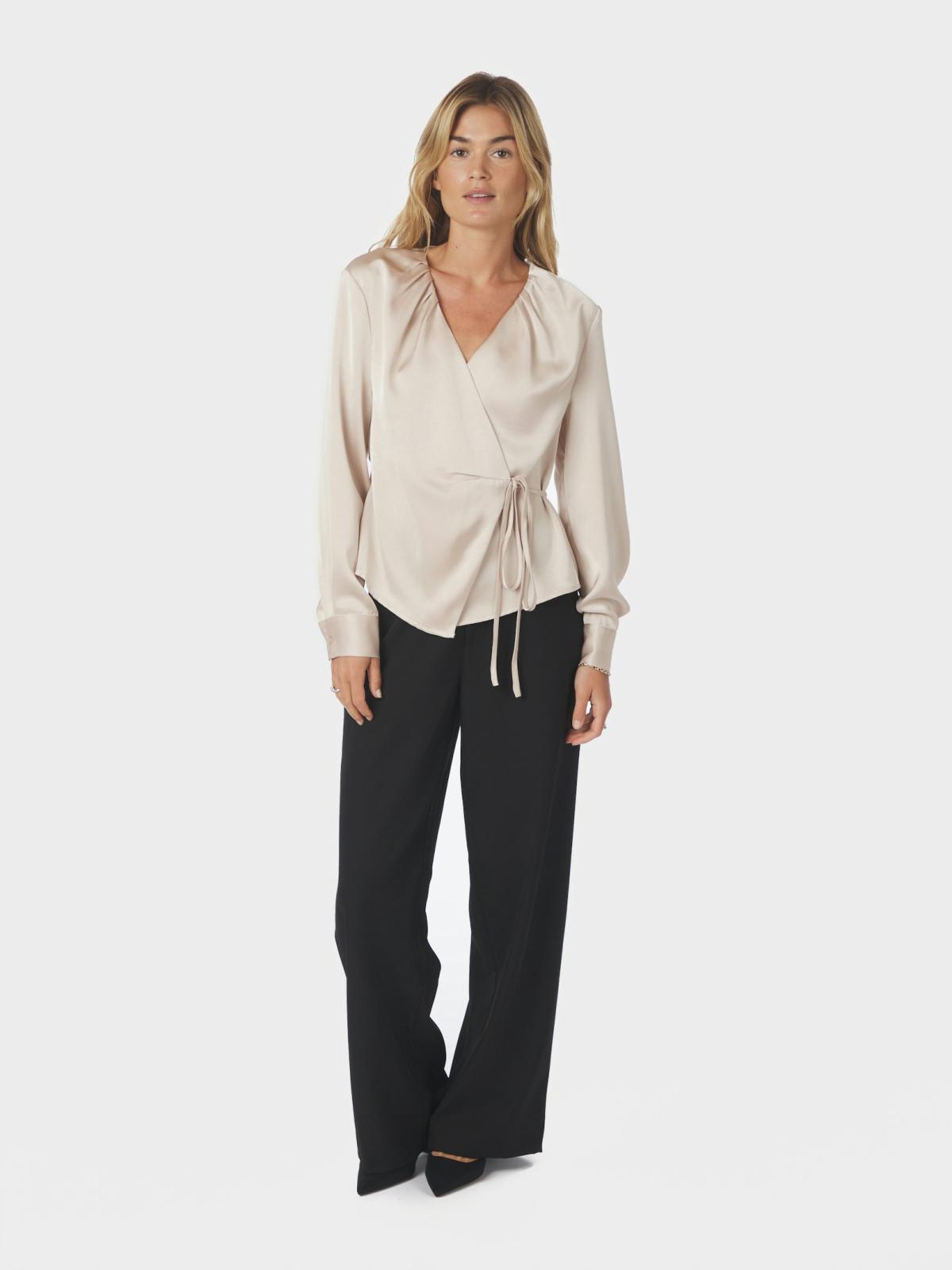 Neo Noir Caprina Heavy Sateen Blouse, Champagne - 5