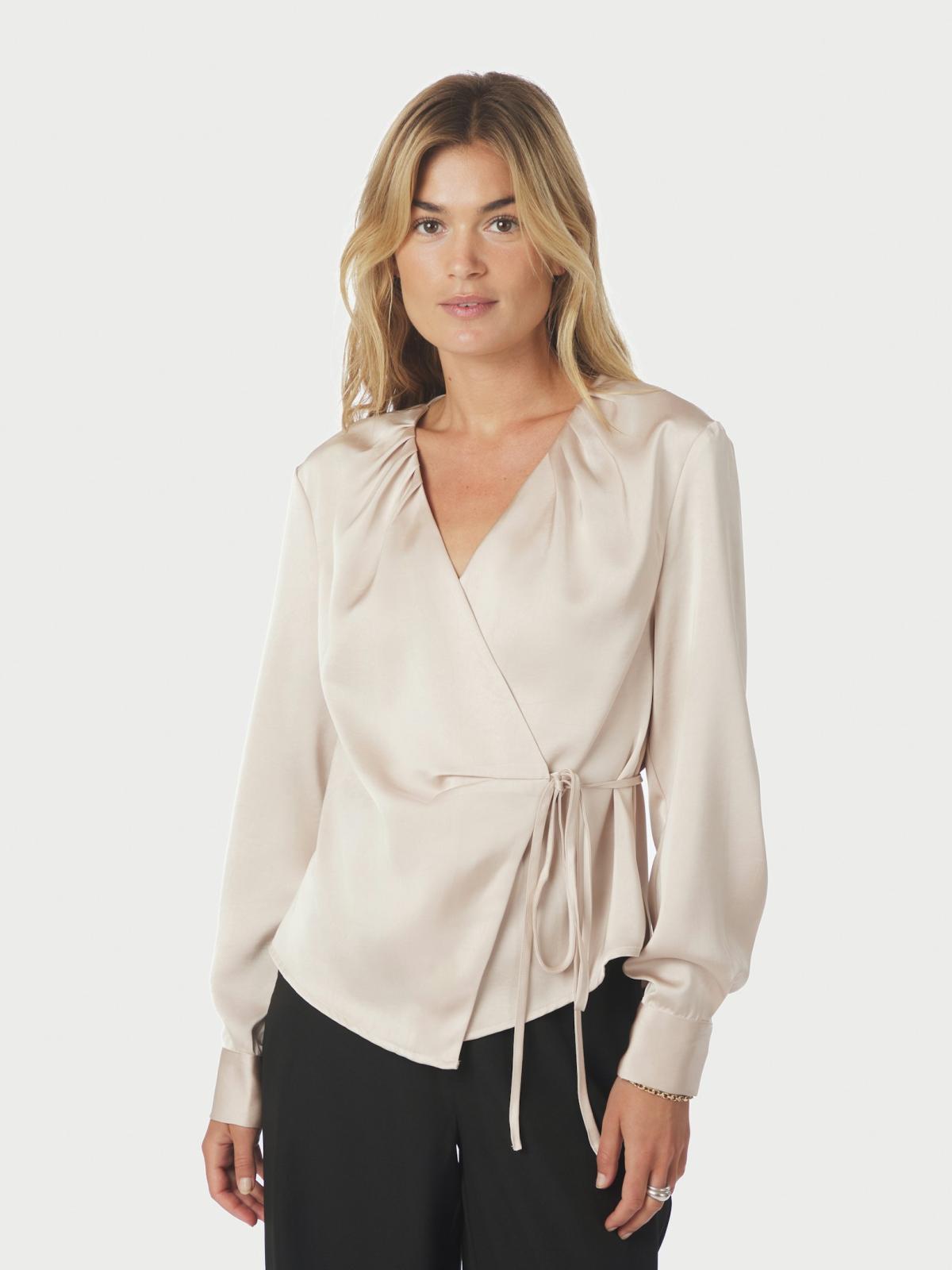 Neo Noir Caprina Heavy Sateen Blouse, Champagne - 3