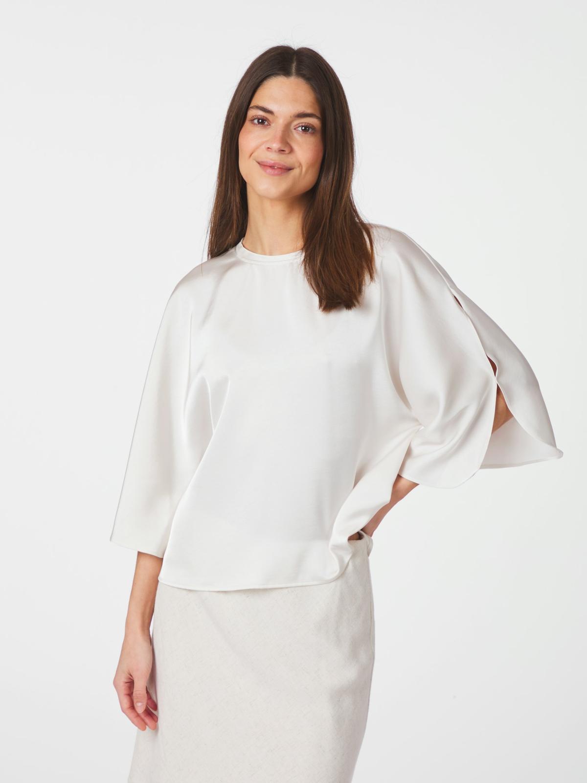 Neo Noir Liora Heavy Sateen Blouse,  Pearl - 3