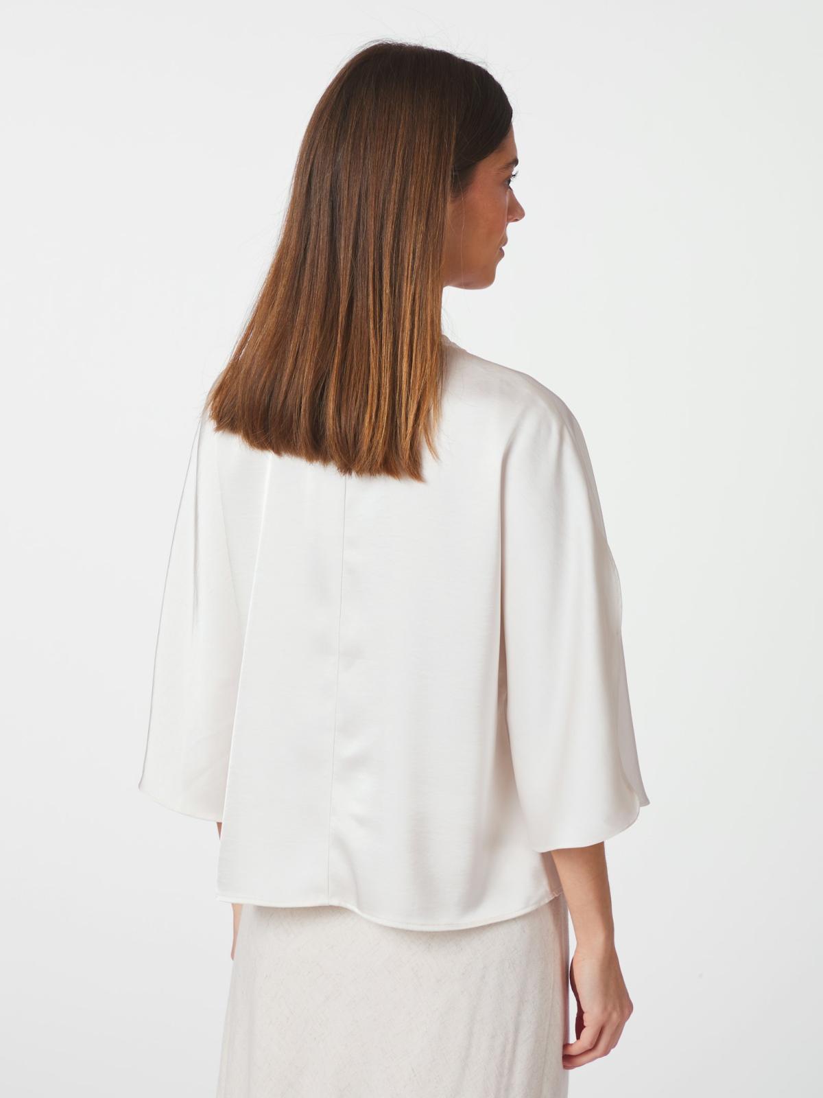 Neo Noir Liora Heavy Sateen Blouse,  Pearl - 4