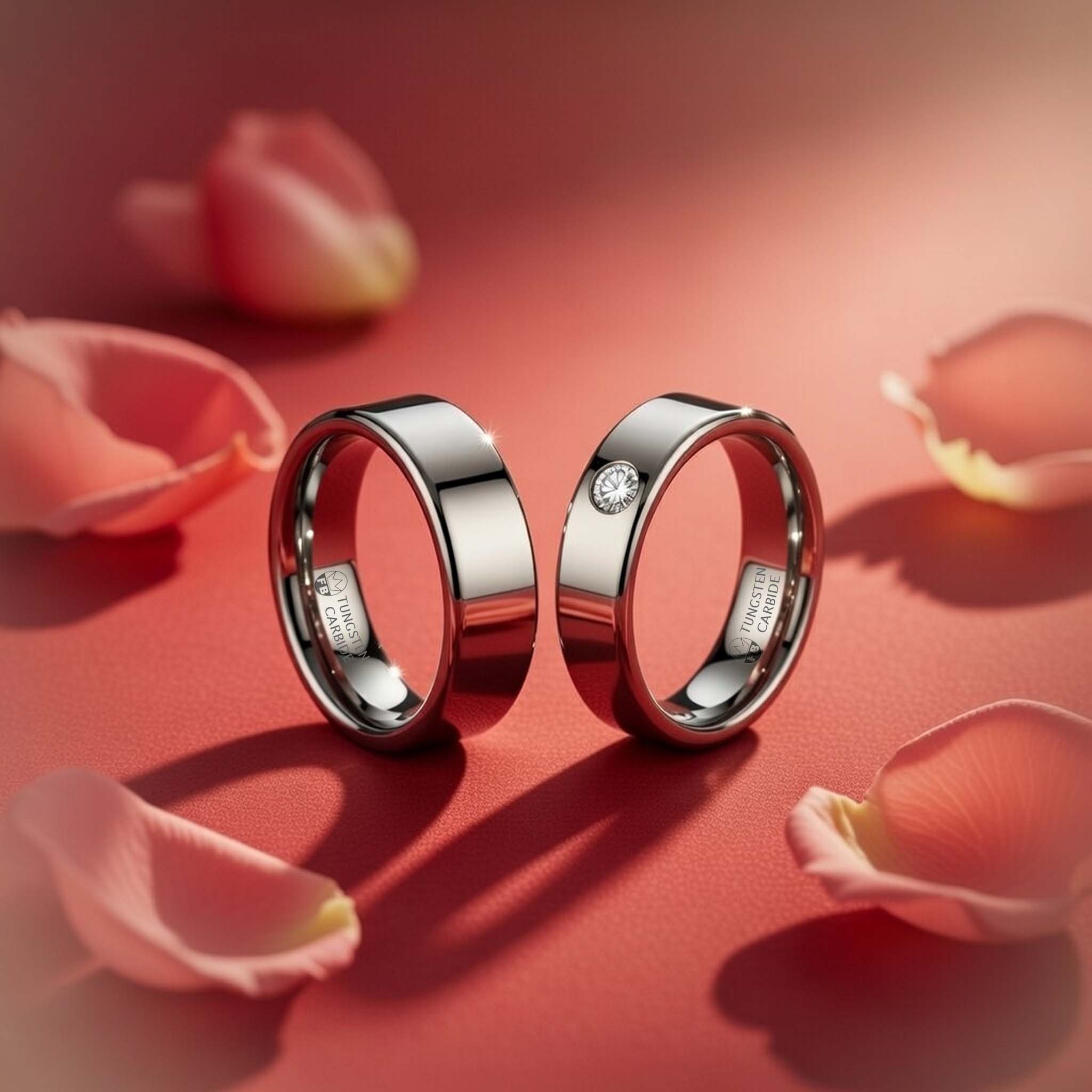 Matchande ring-set förlovning tungsten