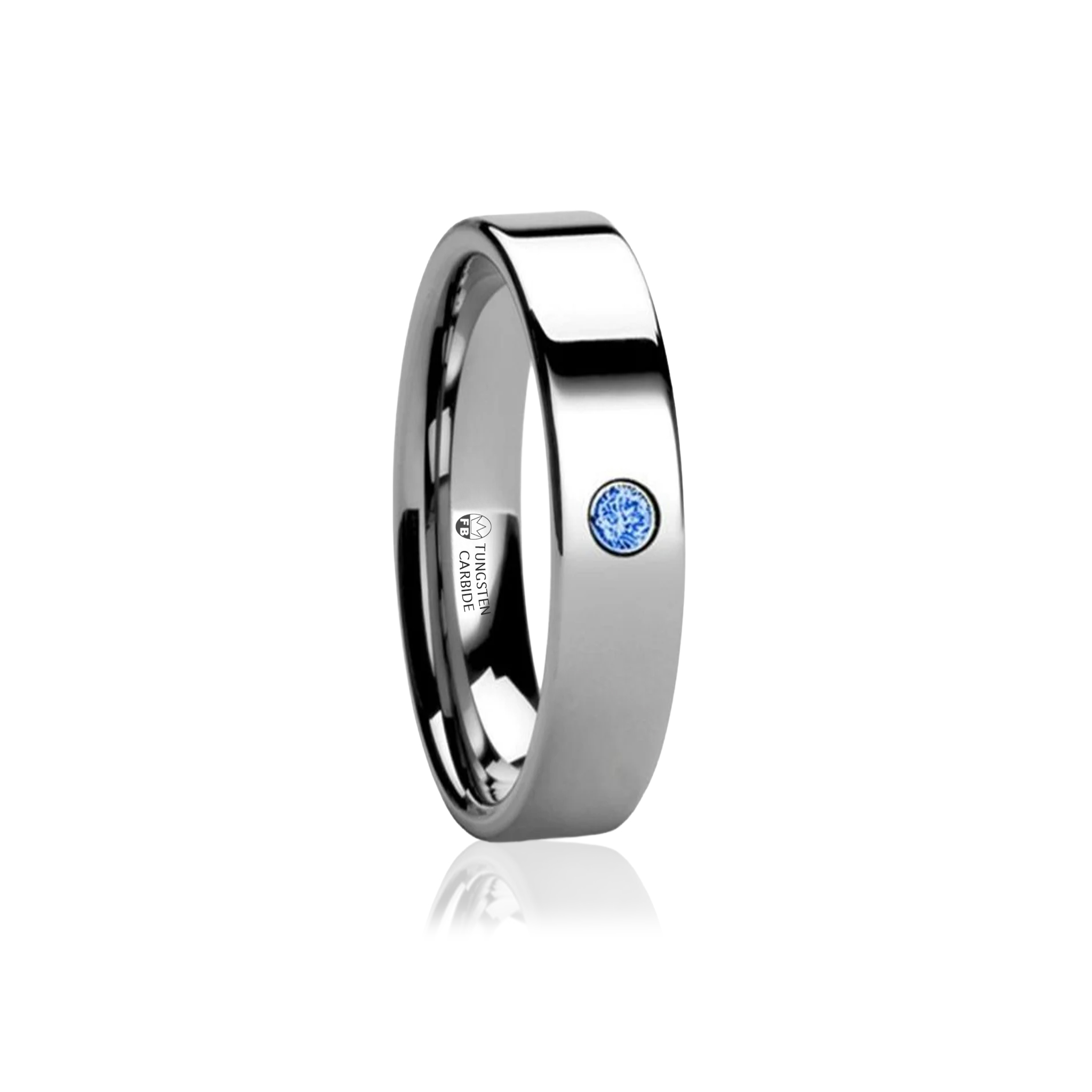 Blue Moon tungstenring med blå AAA CZ diamant 4mm