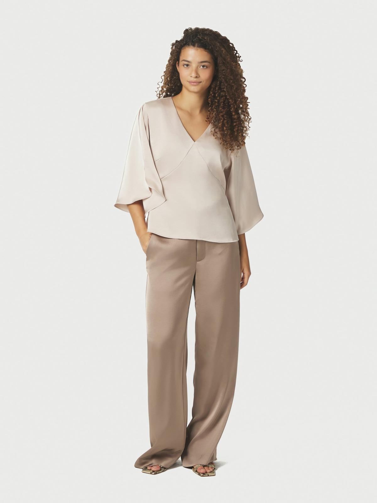 Neo Noir Remana Heavy Sateen Blouse, Champange - 5