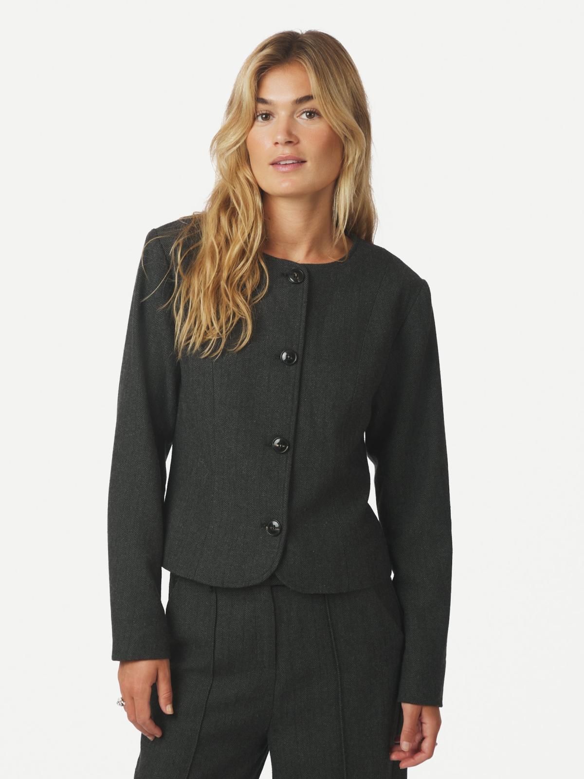 Neo Noir Amanda Herringbone Jacket, Antracit - 3