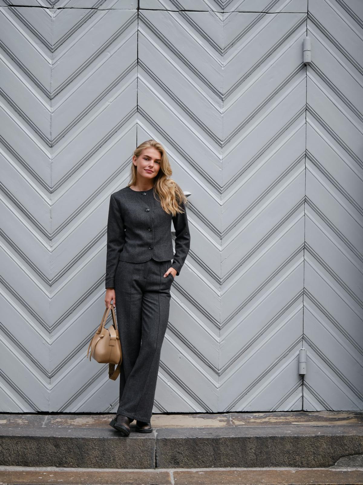 Neo Noir Amanda Herringbone Jacket, Antracit - 8