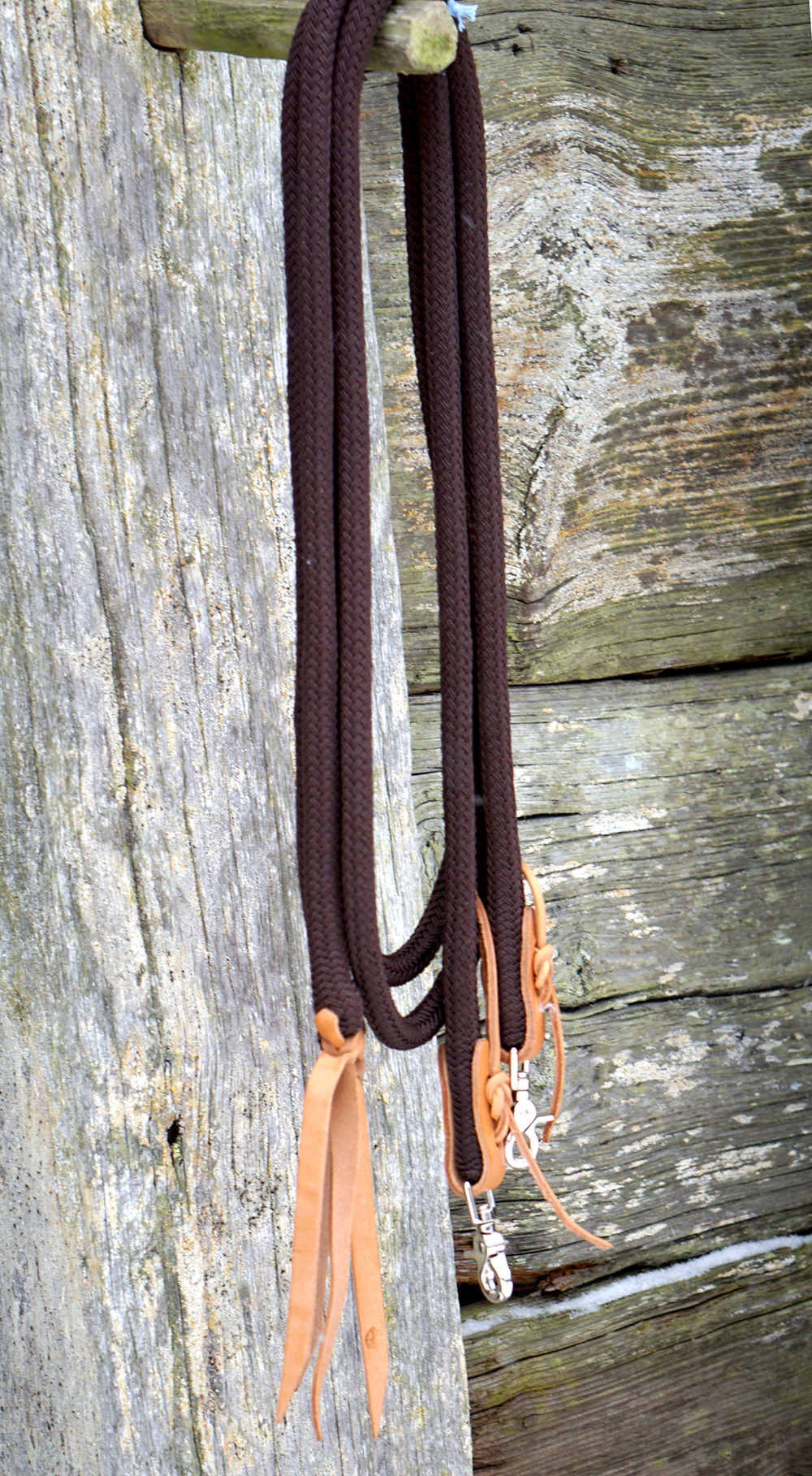 Brockamp Split Reins in rope, brown - 3