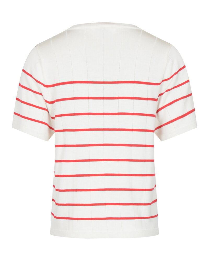 Jumper Elowyn kort ärm randig offwhite/röd