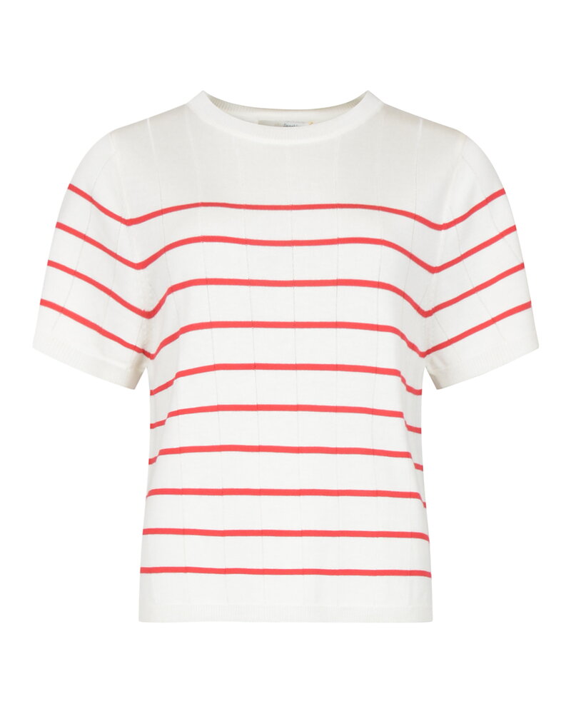 Jumper Elowyn kort ärm randig offwhite/röd