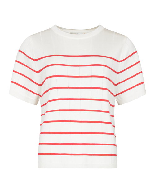 Jumper Elowyn kort ärm randig offwhite/röd