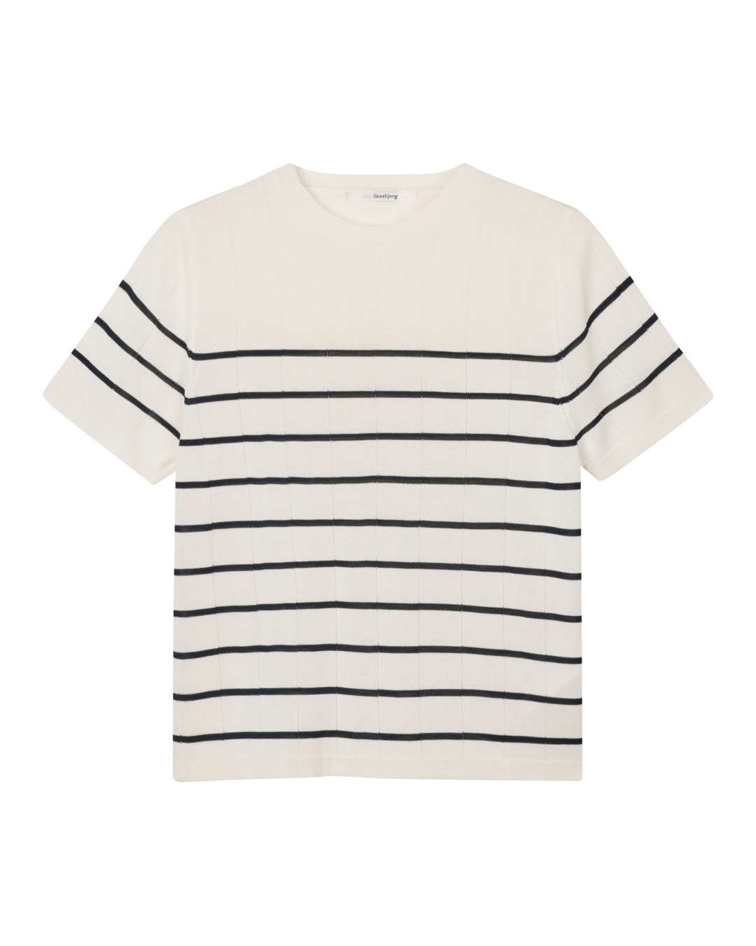 Jumper Elowyn kort ärm randig offwhite/marinblå - 3