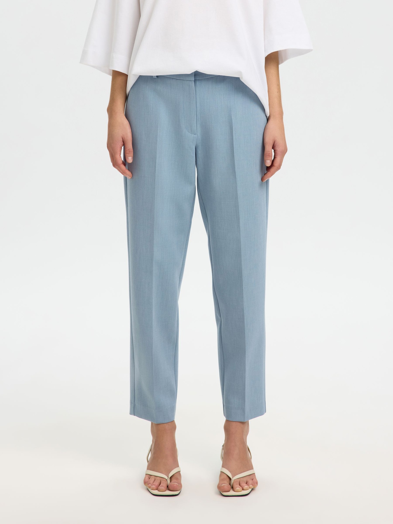 Selected Femme Cropped Tapered Trousers Blue - 3