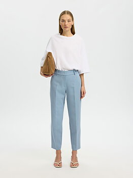 Selected Femme Cropped Tapered Trousers Blue