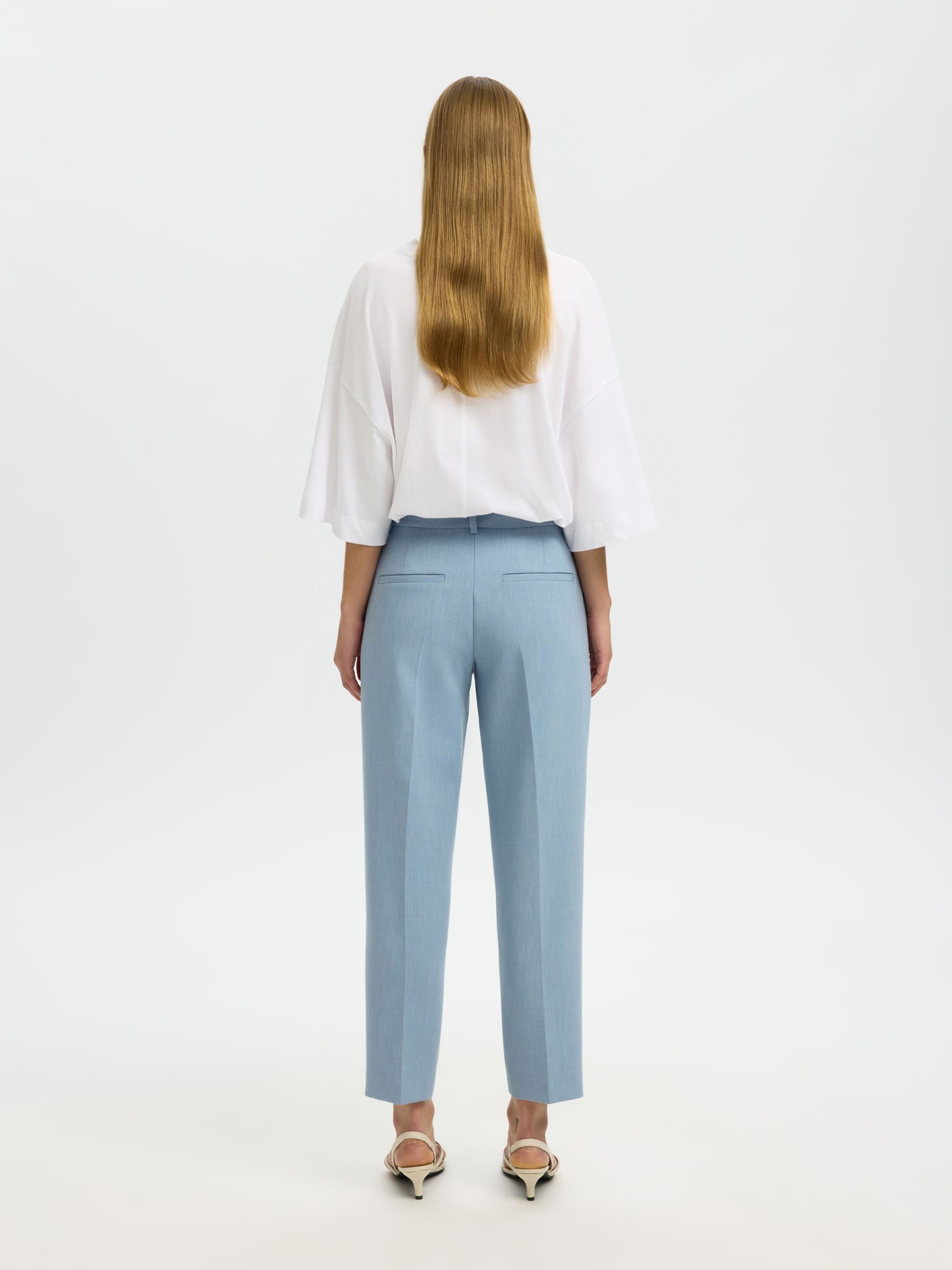 Selected Femme Cropped Tapered Trousers Blue - 4