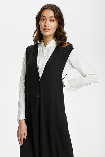Culture - Annemarie Long Vest V-neck Black