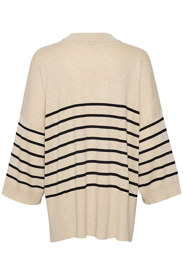 Culture - Annemarie Stripe Pullover Warm Sand Melange - 8