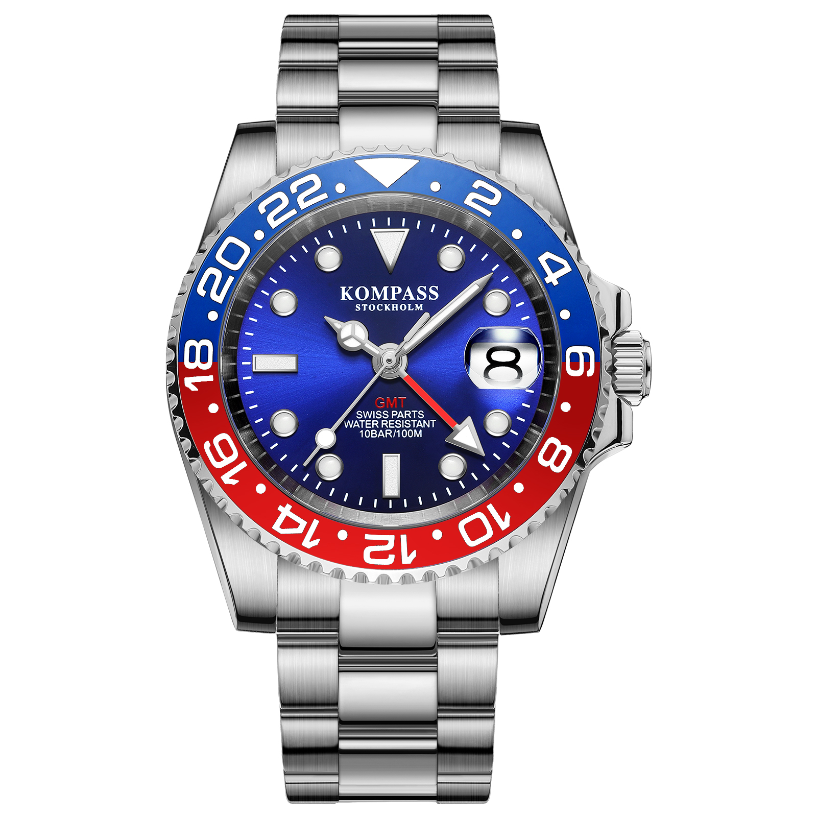 Kompass GMT-Professional Sapphire Steel Blue Red