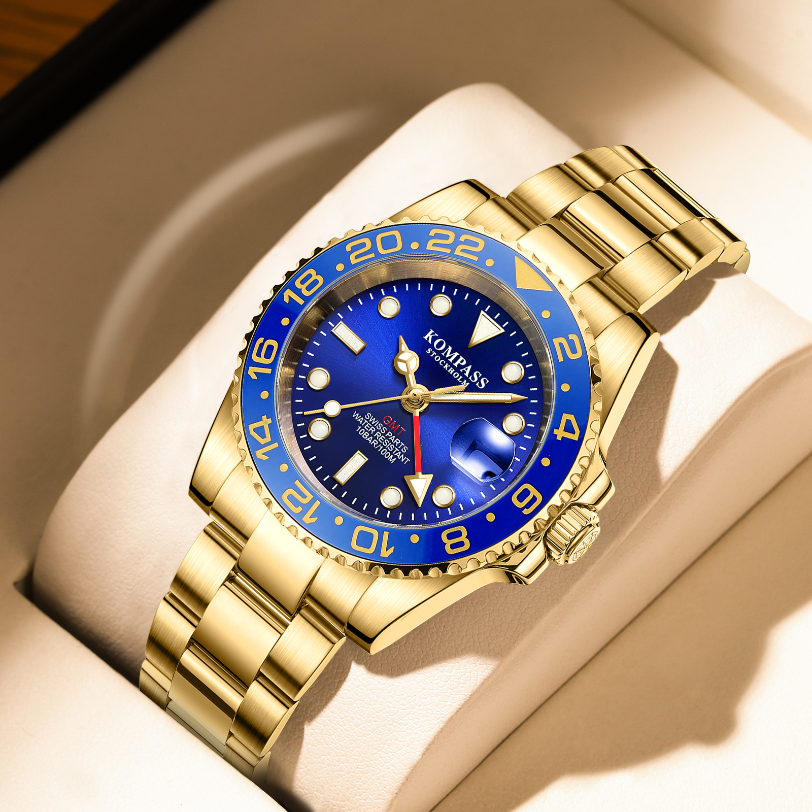 Kompass GMT-Professional Sapphire Steel Gold Blue - 7
