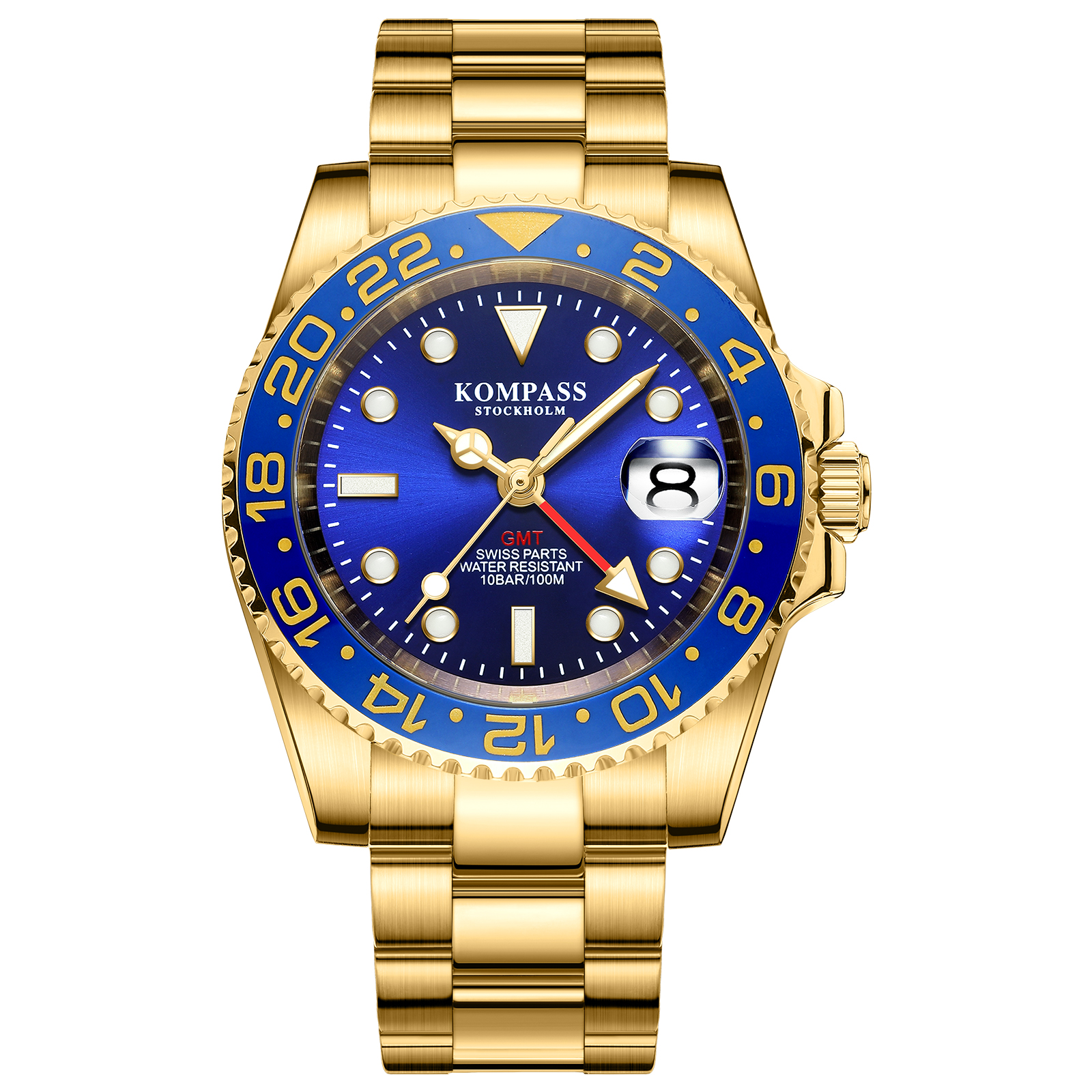 Kompass GMT-Professional Sapphire Steel Gold Blue