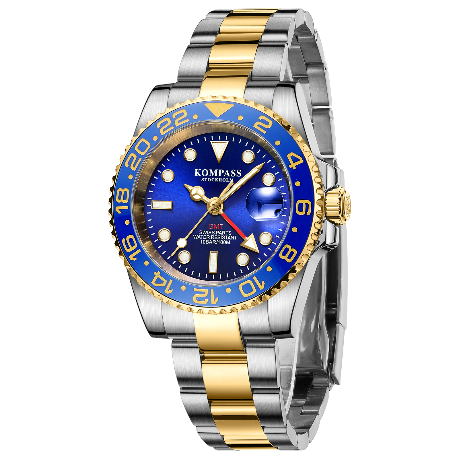 Kompass GMT-Professional Sapphire Steel Silver Gold Blue - 3