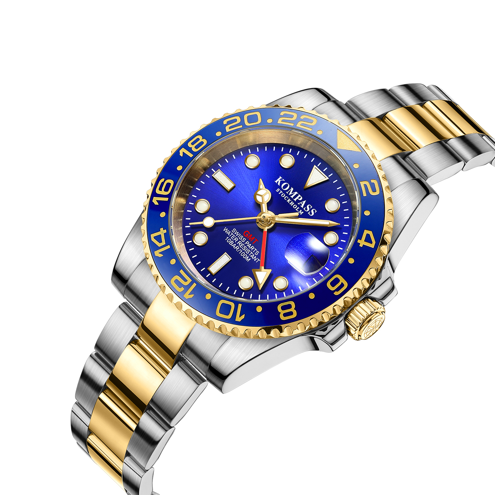 Kompass GMT-Professional Sapphire Steel Silver Gold Blue - 2
