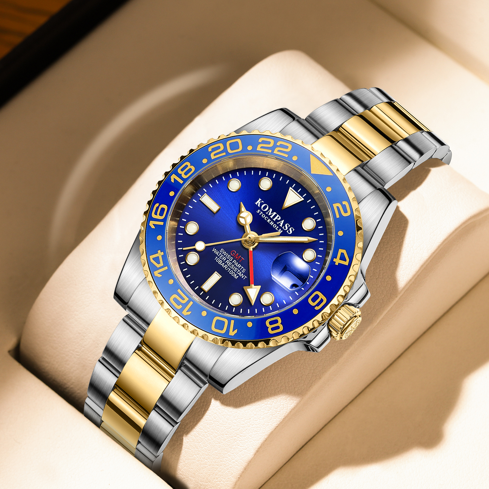 Kompass GMT-Professional Sapphire Steel Silver Gold Blue - 7