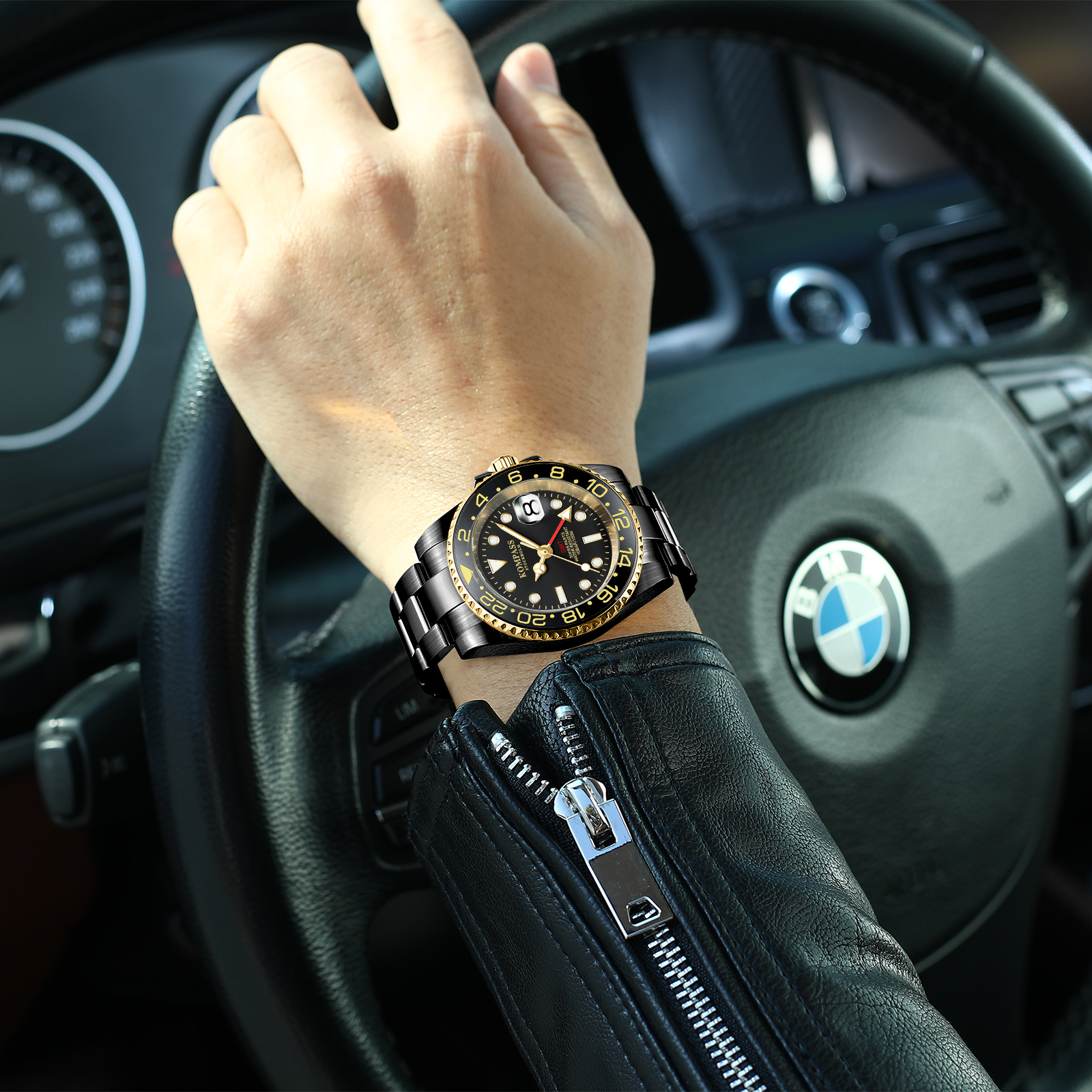 Kompass GMT-Professional Sapphire Steel Black Gold - 4