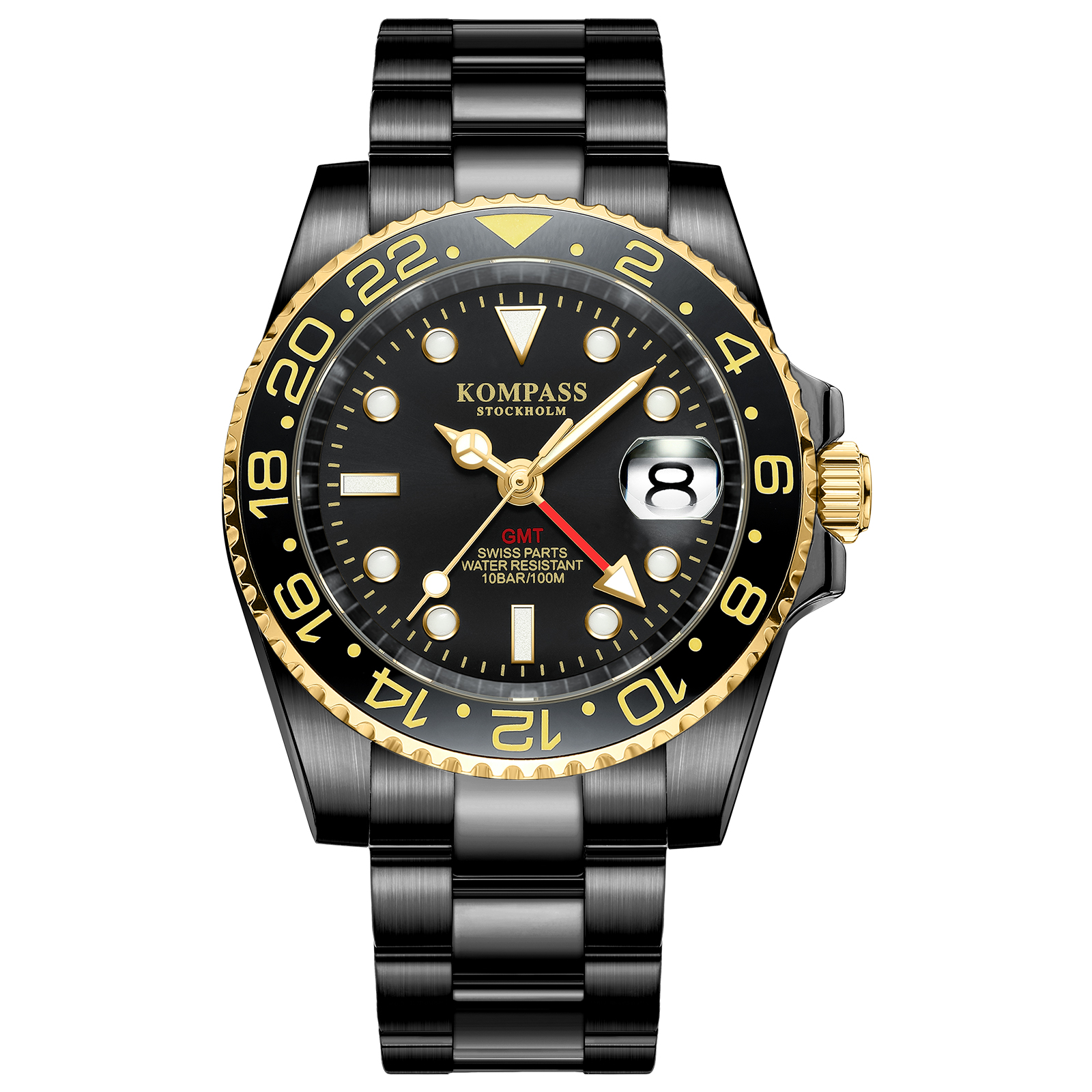 Kompass GMT-Professional Sapphire Steel Black Gold