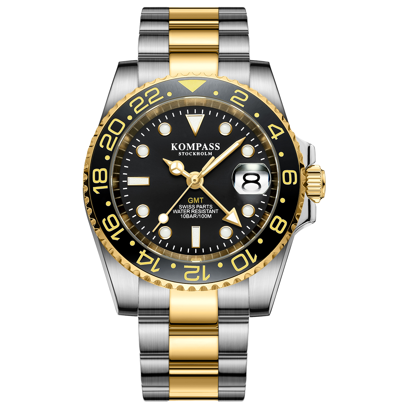 Kompass GMT-Professional Sapphire Steel Silver Black Gold