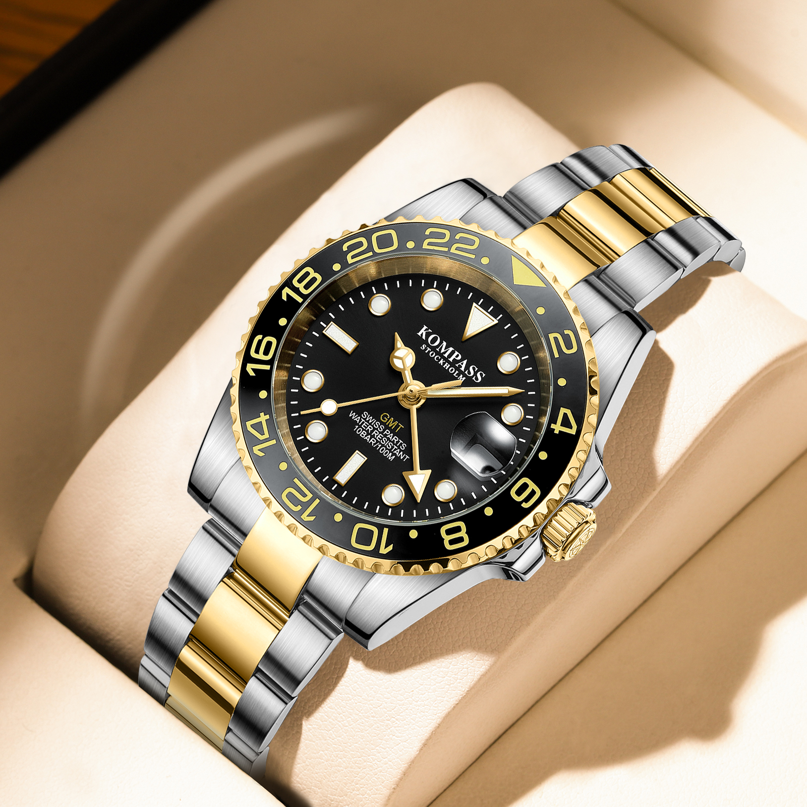 Kompass GMT-Professional Sapphire Steel Silver Black Gold - 7