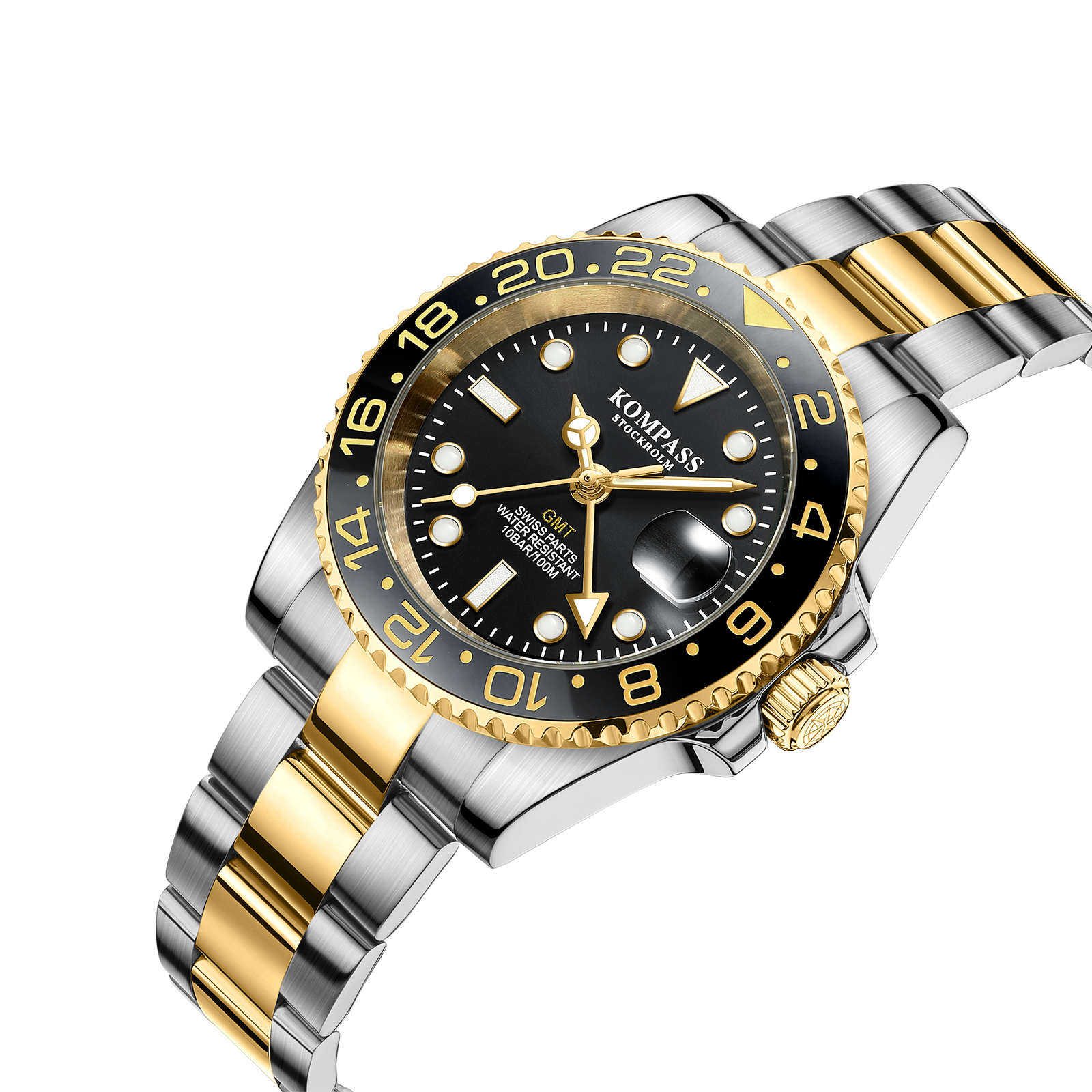 Kompass GMT-Professional Sapphire Steel Silver Black Gold - 2