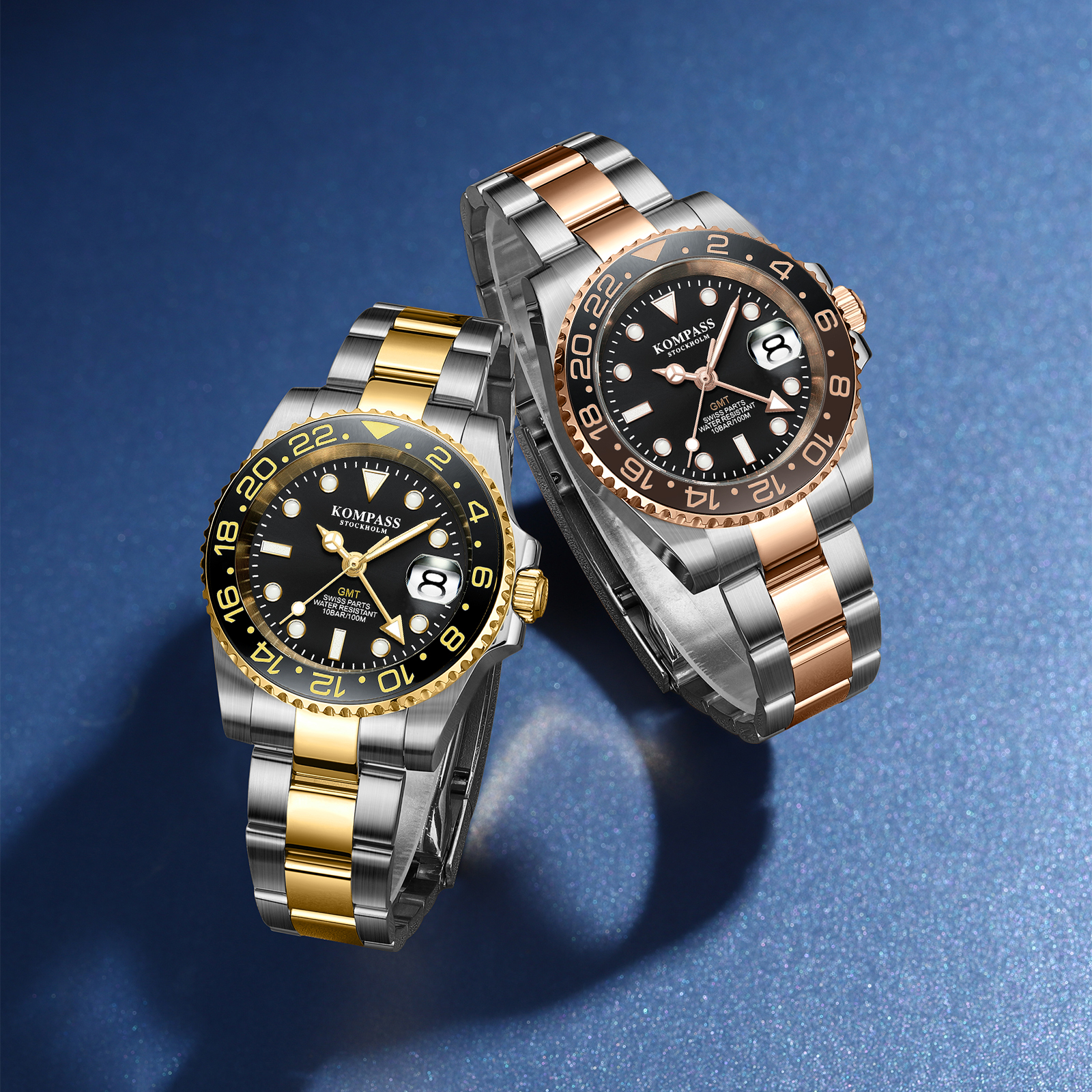 Kompass GMT-Professional Sapphire Steel Silver Black Gold - 8